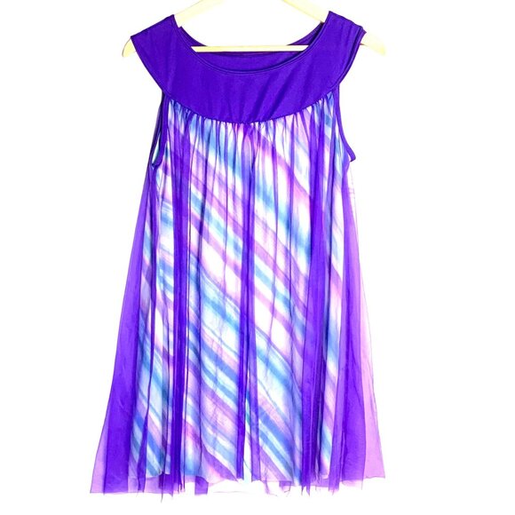 Body Wrappers Overlay Tunic Top Praise Purple Chiffon Ombre Layered Adult M - Picture 1 of 9
